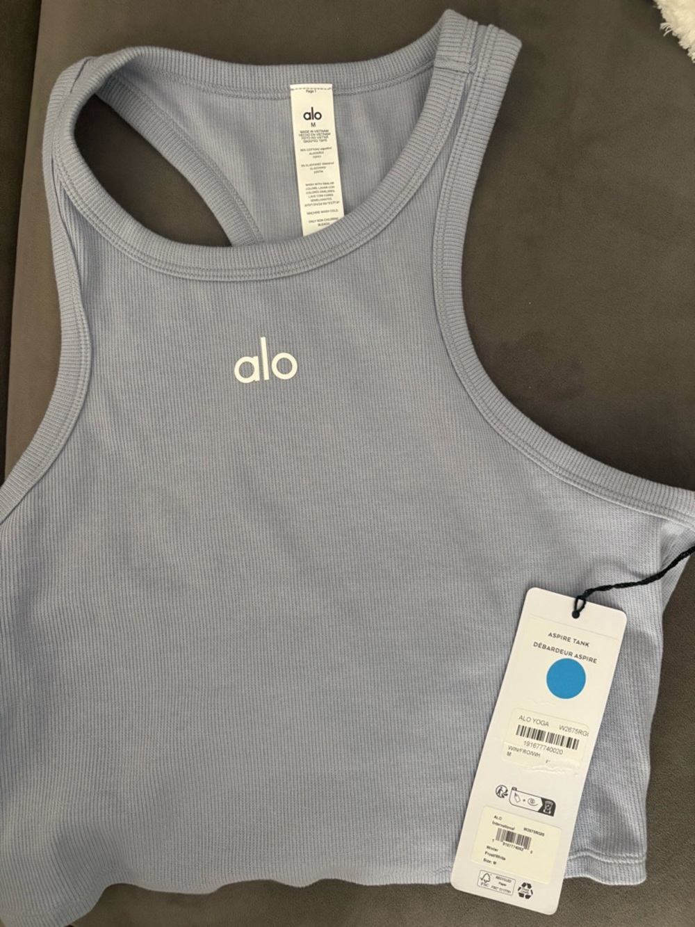 Alo Ribbed Racerback Tank - winter frost (grey)
